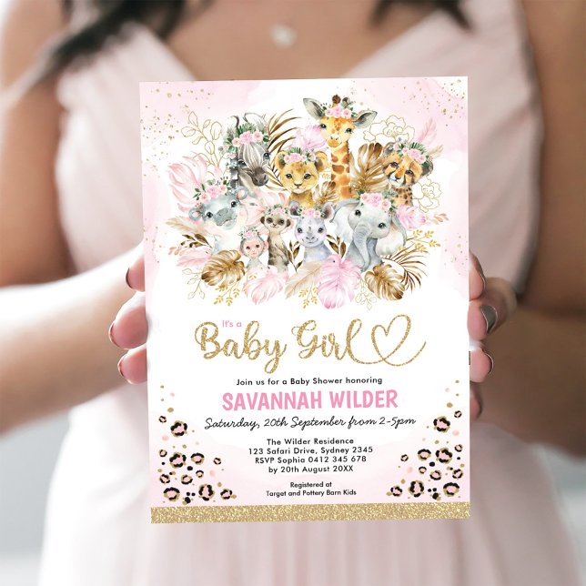 Blush Tropical Boho Safari Animals Baby Shower Invitation (Creator Uploaded)