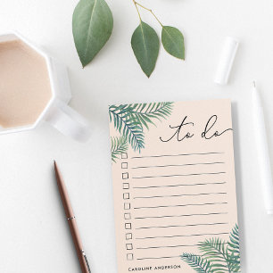Blush   Tropical Foliage Personalised To-Do List Post-it Notes