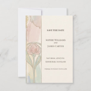 Blush Tulip Art Nouveau Save The Date Card