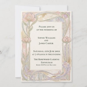 Blush Tulip Art Nouveau Wedding Invitation