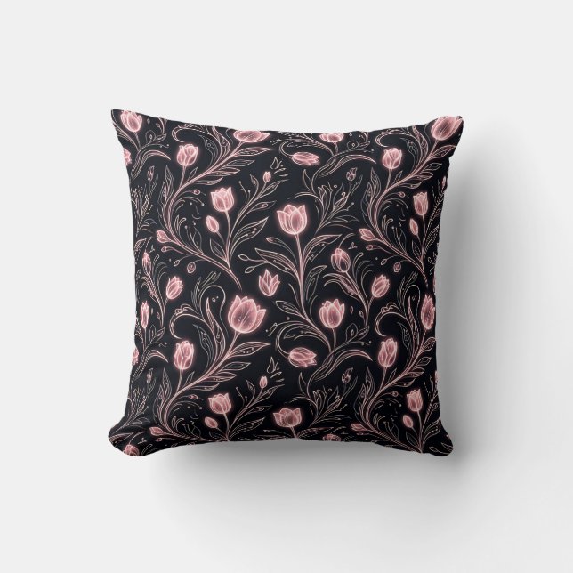 Blush Tulip Cyberpunk Neon Pillow (Front)