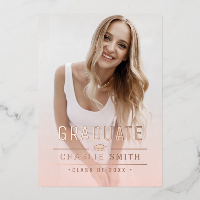 Blush Typography Photo Graduation Announcements (Front)