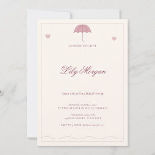 Blush Umbrella Showered with Love Bridal Shower Invitation