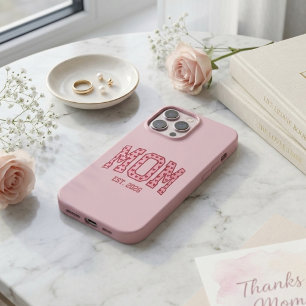 Blush Varsity Mum Est Year Heart Lettering Design iPhone 13 Pro Max Case