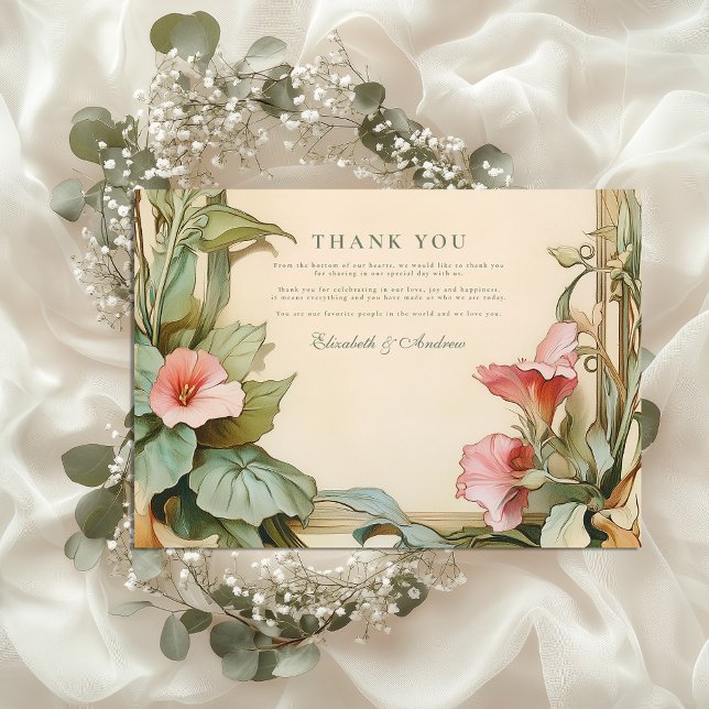 Blush Vine Frame wedding Thank You Card (Creator Uploaded)