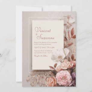 Blush Vintage Floral Wedding  Invitation