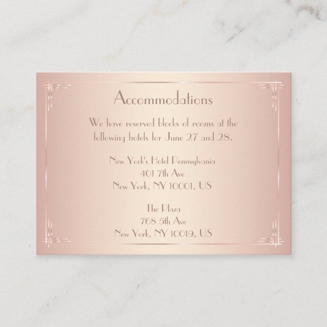 Blush Vintage Wedding Accommodation Cards (Front)