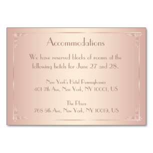 Blush Vintage Wedding Accommodation Table Number