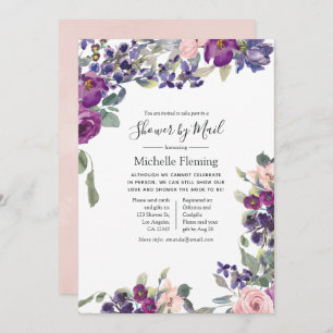 Blush, Violet & Plum Baby or Bridal Shower by Mail Invitation