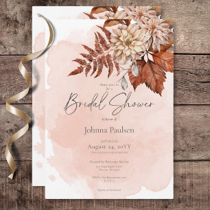 Blush Watercolor Autumn Modern Bridal Shower Invitation