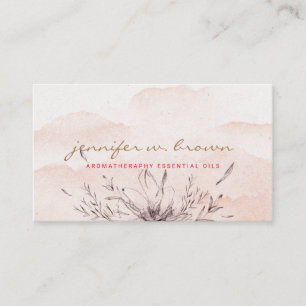 Blush Watercolor botanical Essential Oils Leafy Business Card
