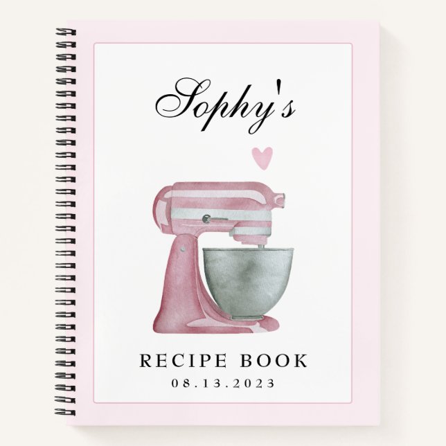 Blush Watercolor Bridal Shower Recipe Book (Front)