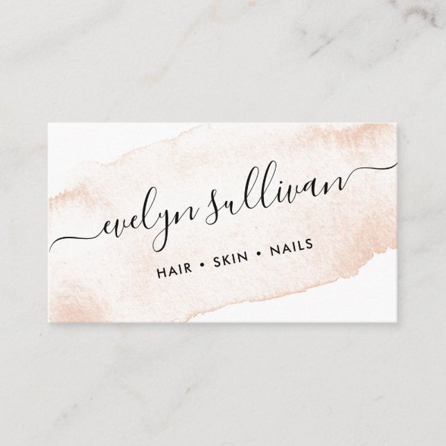 blush watercolor business card (Front)