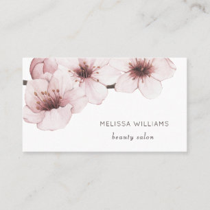Blush Watercolor Cherry Blossom Qr Code Business Card