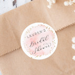 Blush Watercolor Circle Bridal Shower Classic Round Sticker<br><div class="desc">This bridal shower sticker features a painted watercolor circle in blush pink with faux gold dots accents.  For more advanced customisation of this design,  please click the "Customise" button to change fonts,  sizes and colours. Matching items are also available.</div>