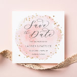 Blush Watercolor Circle Save The Date Square Card<br><div class="desc">This save the date card features a painted watercolor circle in blush pink with faux gold dots accents.  For more advanced customisation of this design,  please click the "Customise" button.  Matching items are also available.</div>