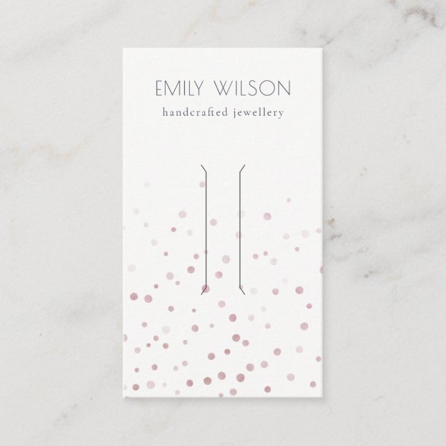 Blush Watercolor Confetti Bow Hair Clip Display Business Card (Front)