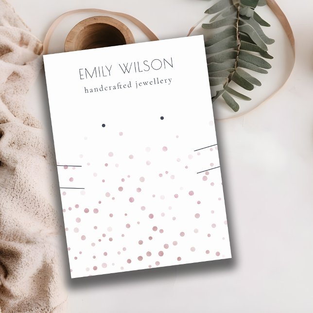 Blush Watercolor Confetti Earring Necklace Display Business Card (Creator Uploaded)