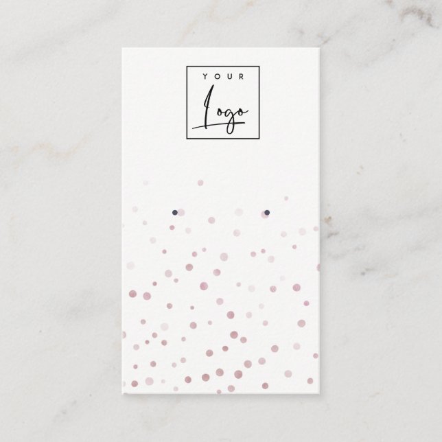 Blush Watercolor Confetti Logo Earring Display Business Card (Front)