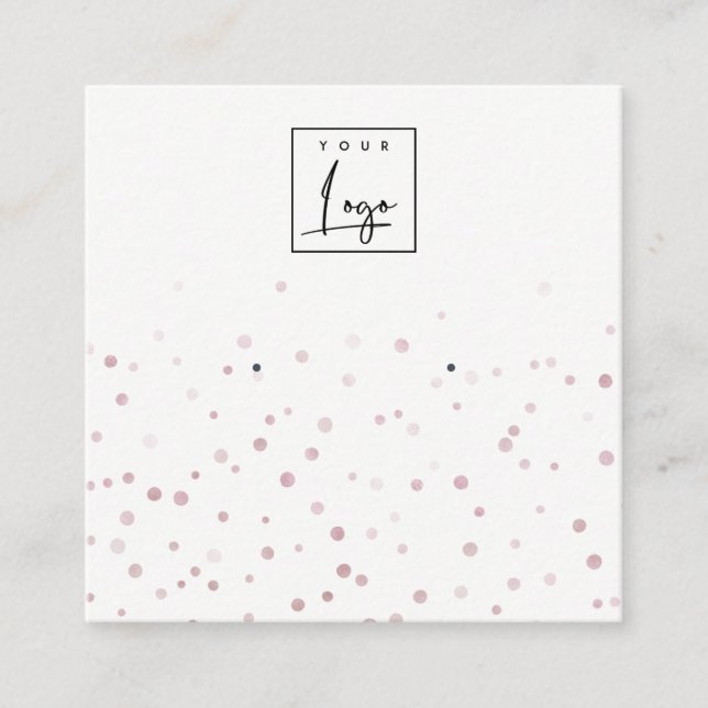 Blush Watercolor Confetti Logo Earring Display Square Business Card (Front)