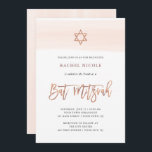 Blush Watercolor | Faux Rose Gold Bat Mitzvah Invitation<br><div class="desc">This trendy Bat Mitzvah invitation features a blush pink watercolor look,  with faux rose gold modern handwritten script and Star of David.</div>