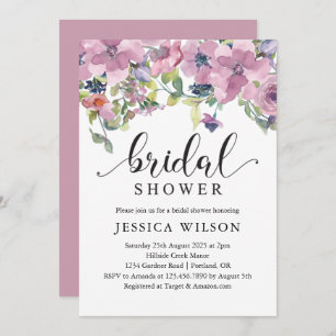 Blush Watercolor Flora and greenery bridal shower Invitation