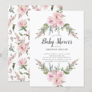 Blush Watercolor Floral Baby Shower Invitation