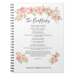 Blush Watercolor Floral Beatitudes Scripture Notebook