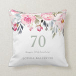 Blush watercolor Floral beautiful 70th birthday Cushion<br><div class="desc">Blush watercolor Floral beautiful 70th birthday Throw pillow

Perfect for a birthday present or decorations for a birthday party. Fully customisable. Add a photo 

See matching invitations and RSVP in niche and nest store</div>