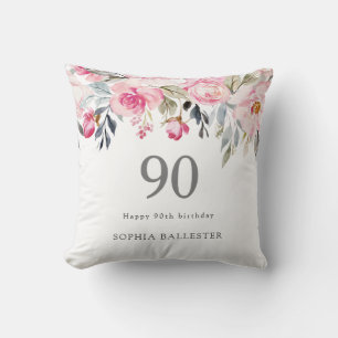 Blush watercolor Floral beautiful 90th birthday Cushion