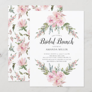 Blush Watercolor Floral Bridal Brunch Invitation