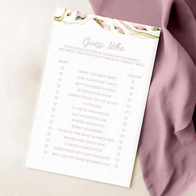 Blush Watercolor Floral Bridal Guess Who Game (Creator Uploaded)