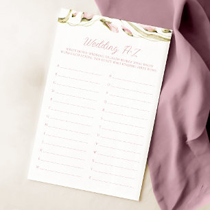 Blush Watercolor Floral Bridal Shower A-Z Game