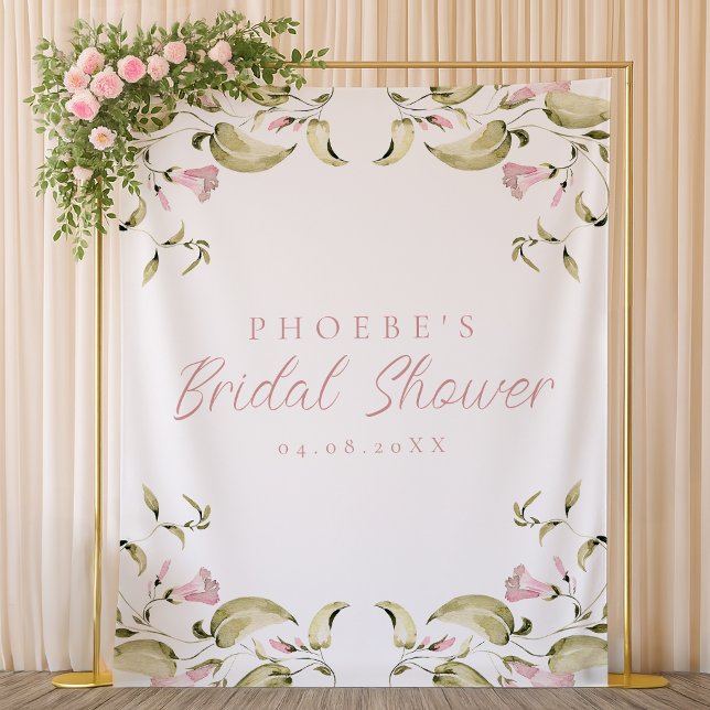Blush Watercolor Floral Bridal Shower Backdrop Tapestry (Creator Uploaded)