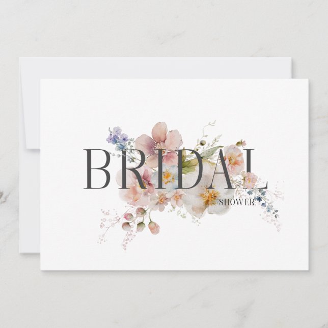 Blush Watercolor Floral Bridal Shower Invitation (Front)