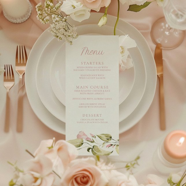 Blush Watercolor Floral Bridal Shower Menu (Creator Uploaded)