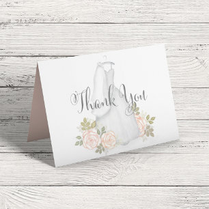 Blush Watercolor Floral Bridal Shower Thank You Card