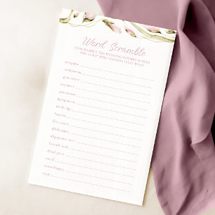 Blush Watercolor Floral Bridal Word Scramble Game