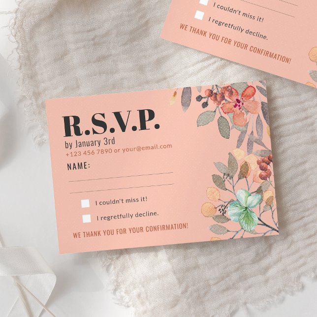 Blush Watercolor Floral Elegant Glam Wedding RSVP Card (Creator Uploaded)