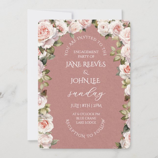 Blush Watercolor Floral Engagement Party Invitation (Front)