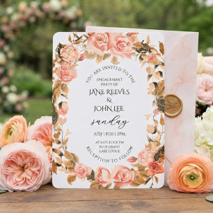 Blush Watercolor Floral Engagement Party Invitation
