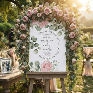 Blush Watercolor Floral Engagement Party Invitation