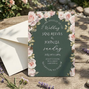 Blush Watercolor Floral Engagement Party Invitation
