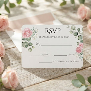 Blush Watercolor Floral Engagement Party RSVP Card