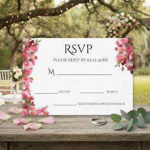 Blush Watercolor Floral Engagement Party RSVP Card