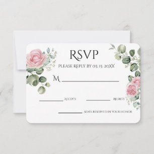 Blush Watercolor Floral Engagement Party RSVP Card