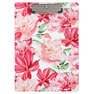 Blush Watercolor Floral Pattern Clipboard