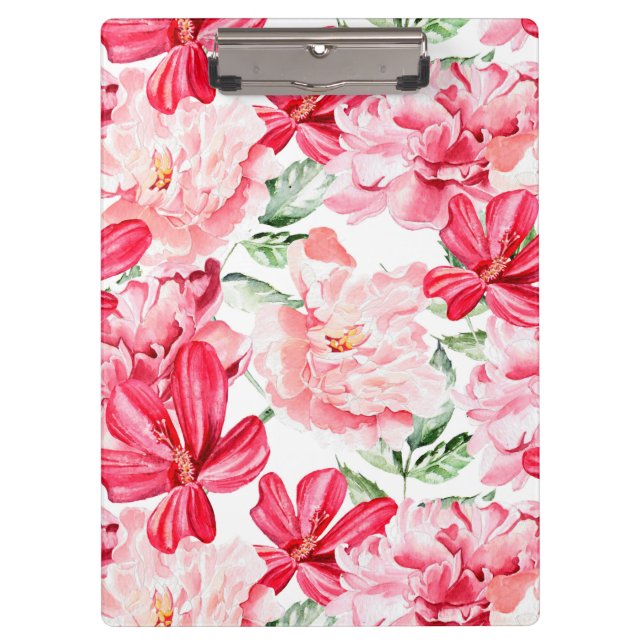 Blush Watercolor Floral Pattern Clipboard (Front)
