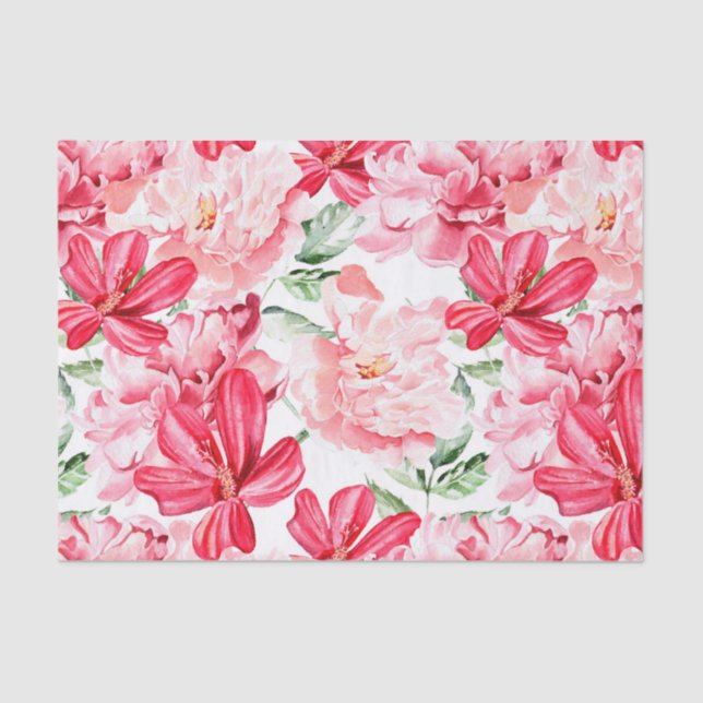 Blush Watercolor Floral Pattern Tissue Paper (Front)