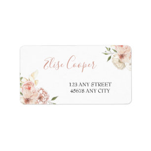 Blush Watercolor Floral Return Address Label